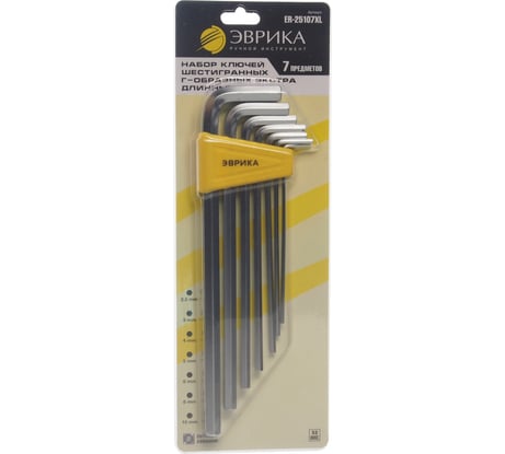 Набор ключей шестигранных Г-образных экстра длинных Эврика 2.5-10мм 7 предметов ER-25107XL 470987