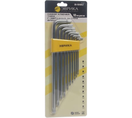 Набор ключей TORX Г-образных удлиненных Эврика T9-T50 10 предметов ER-15101LT 470971