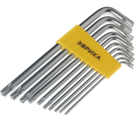 Набор ключей TORX Г-образных удлиненных T9-T50 10 предметов ЭВРИКА ER-15101LT