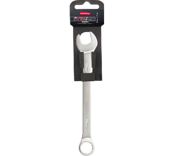 Комбинированный ключ Smartbuy 19 мм, хромированный, 40x, tools SBT-OWS-19p1