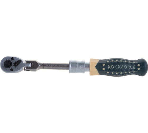Трещотка Rockforce реверсивная шарнирная телескопическая с резиновой ручкой 1/4 L185-230мм RF-802223(26796)