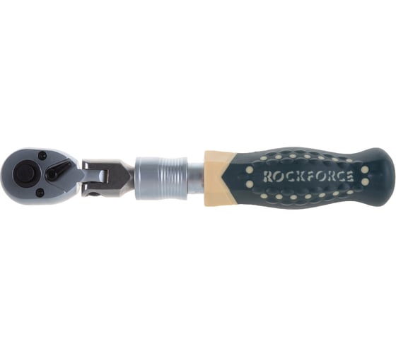 Трещотка Rockforce реверсивная шарнирная телескопическая с резиновой ручкой 1/4 L185-230мм RF-802223(26796)