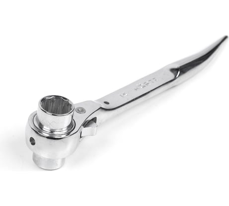 Хромированный торцевой трещоточный укороченный ключ HORTZ 12х14 HOR 121324