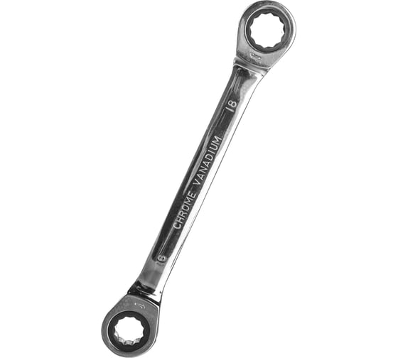 Двусторонний накидной ключ HORTZ 16х18 трещотка, хром HOR 118855