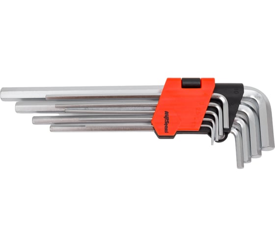 Набор экстрадлинных Г-образных ключей HEX AV Steel 1,5-10мм 9 предм. AV-363109 1