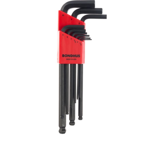 Набор из 9 черных ключей с шариком BONDHUS L 1.5-10mm 10999