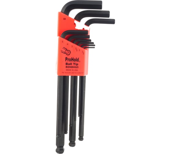 Набор из 9 черных ключей с шариком BONDHUS ProHold L 1.5-10mm 74999