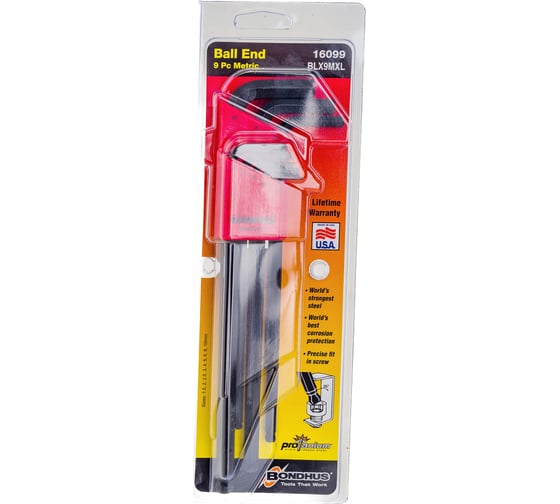 Набор из 9 черных ключей с шариком BONDHUS XL 1.5-10mm 16099
