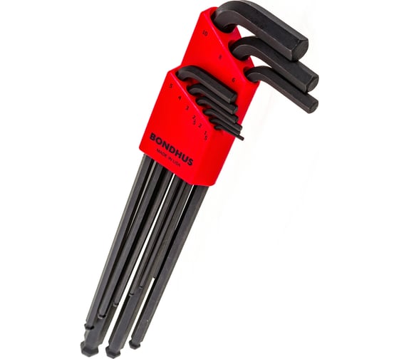 Набор из 9 черных ключей с шариком BONDHUS XL 1.5-10mm 16099