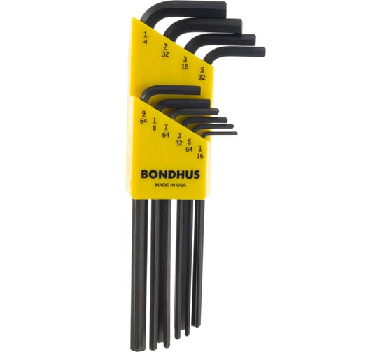 Набор из 10 ключей дюймовых черных BONDHUS L 1/16-1/4" 12138