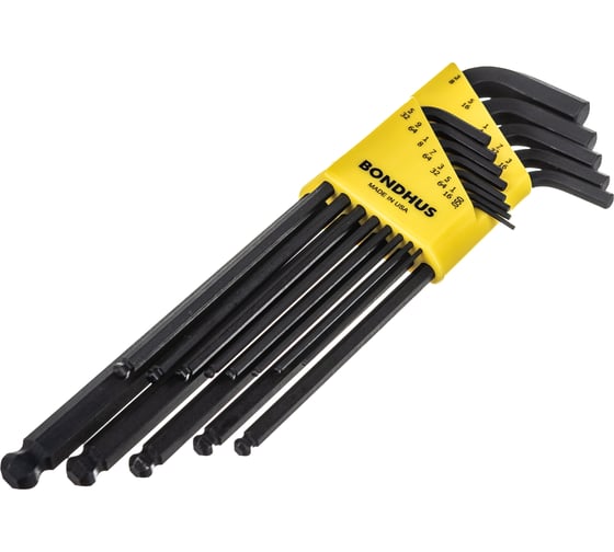 Набор из 13 дюймовых черных ключей с шариком BONDHUS XL .050-3/8"d 16037