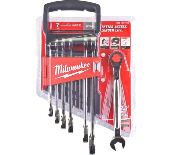 Набор метрических ключей с трещоткой в накидной части 7 шт. Milwaukee MAXBITE 4932464993 1
