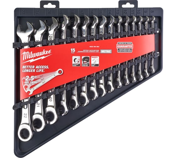 Набор метрических ключей с трещоткой в накидной части Milwaukee MAXBITE 15 шт. 4932464994 1