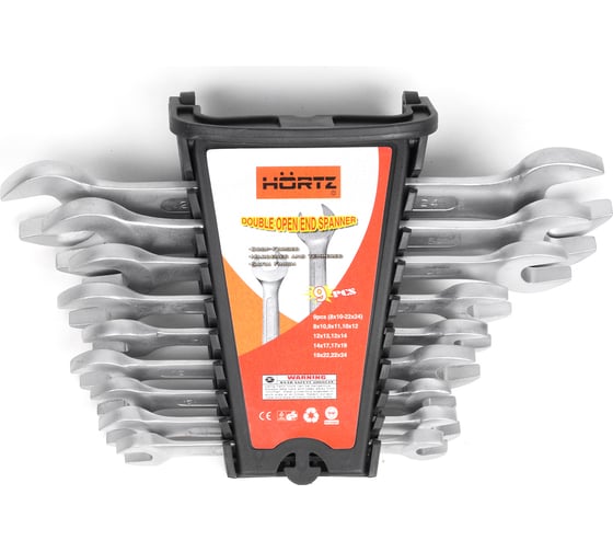 Набор гаечных двусторонних ключей 9шт. 8-24 в клипсе HORTZ HOR 125949