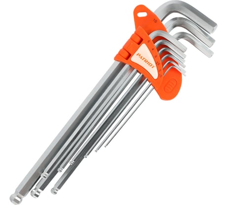 Набор ключей PATRIOT SKH-9EL, шестигранные с шаром, экстра длинные, 1,5-10мм, CRV, 9 шт 350002006