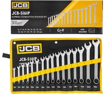 Комбинированные ключи JCB набор 16пр. (6-19, 22, 24мм) JCB-5161P(57162) 30995595