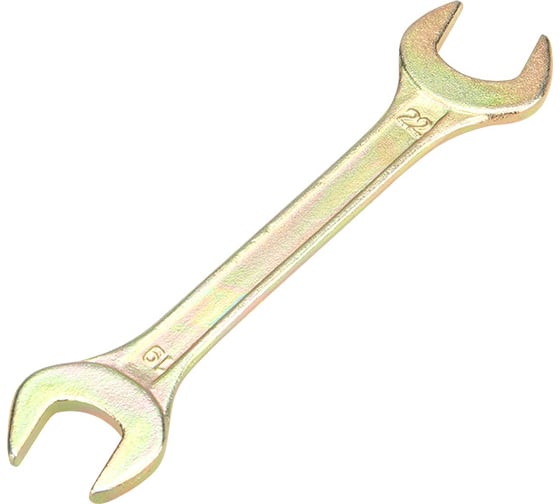 Гаечный рожковый ключ желтый цинк REXANT 19х22 мм 12-5831-2