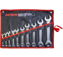 Набор рожковых ключей PATRON 10 пр. (8x10,9x11,12x13,14x15,16x17,18x19,21x23,22x24,27x30,32x36мм), на полотне P-5103P(47388)