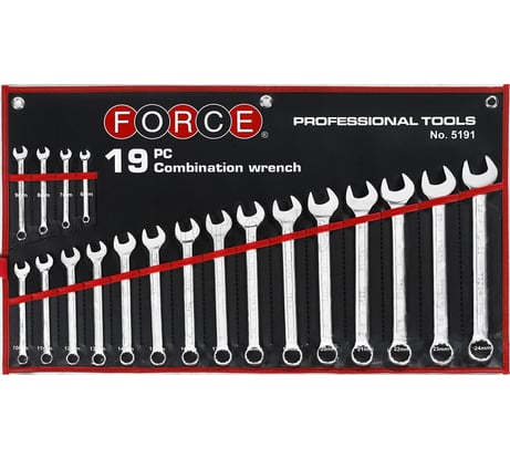Набор гаечных ключей 19 предметов FORCE 5191C