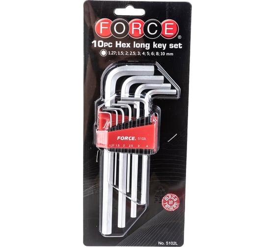 Набор средних Г-образных шестигранников 10 предметов FORCE 5102L