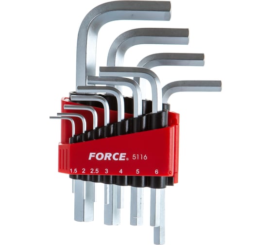 Набор Г-образных шестигранников 1,5-12 мм 11предметов FORCE 5116