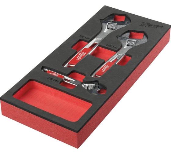 Ложемент для инструментальной тележки с разводными ключами Milwaukee 150 мм, 200 мм, 250 мм, 3 предмета 4932492397 1