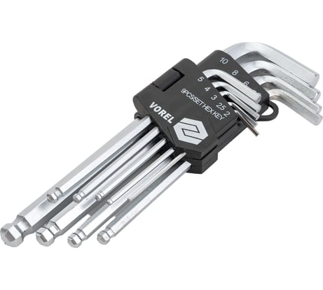Набор шестигранников с шаром VOREL 9 шт CrV 2-10мм 56477