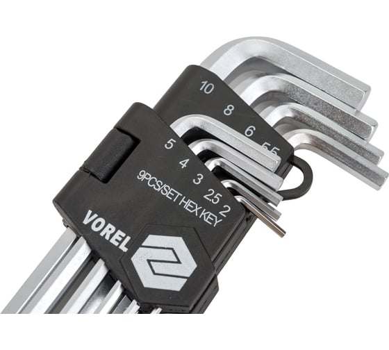 Набор шестигранников с шаром VOREL 9 шт CrV 2-10мм 56477