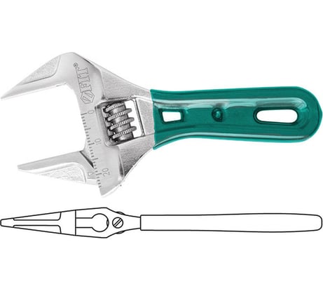 Разводной ключ FIT Смарт CrV, укороченный, узкие губки, шкала, экстра увеличенный захват, 115 мм (24 мм) 70211