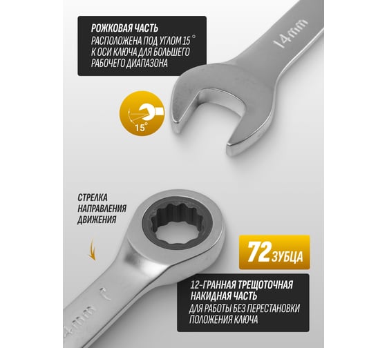 Набор комбинированных трещоточных ключей Partner 8, 10, 12, 13, 14, 17, 19 мм, в пластиковом держателе, 7 предметов PA-51072(51368)