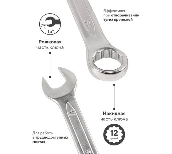 Набор комбинированных ключей Partner 10, 12-15, 17, 19, 24, 27, 32 мм, на полотне, 10 предметов PA-3010P(28354)