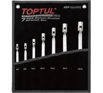 Набор торцевых шарнирных ключей TOPTUL 6-19 мм, черное полотно, 7 предметов GPAQ0701
