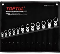 Набор комбинированных ключей с поворотной трещоткой TOPTUL 8-19 мм, 12 предметов GPAQ1204