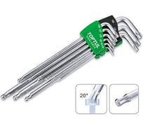 Набор длинных ключей Torx с отверстием и шариком TOPTUL T10-Т50, 9 шт. GAAL0928