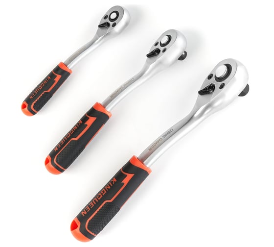 Набор трещоток KINGQUEEN 72 зуба 1/2", 3/8", 1/4", 3 предмета WIB-24