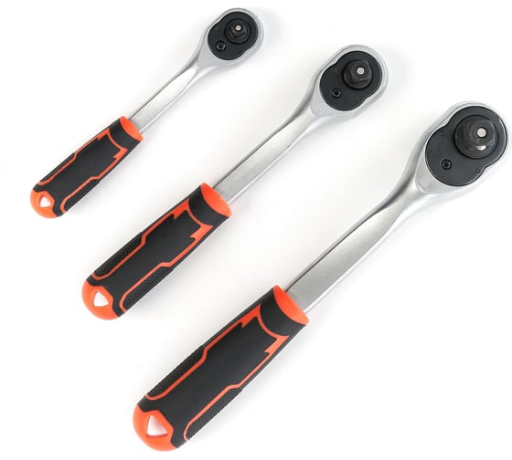 Набор трещоток KINGQUEEN 72 зуба 1/2", 3/8", 1/4", 3 предмета WIB-24