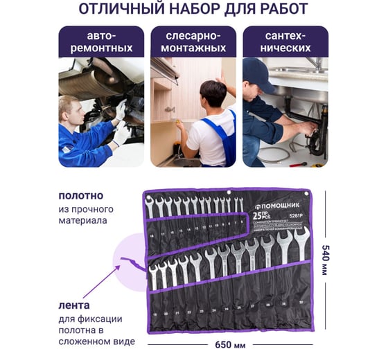 Набор комбинированных ключей Помощник 25 предметов 5261P(57313)