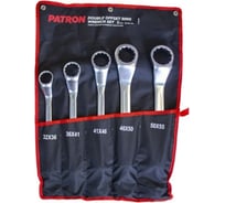 Набор накидных ключей PATRON отогнутых на 45 градусов, 32x36, 36x41, 41x46, 46x50, 50x55 мм, 5 предметов на полотне P-5059P(47384)