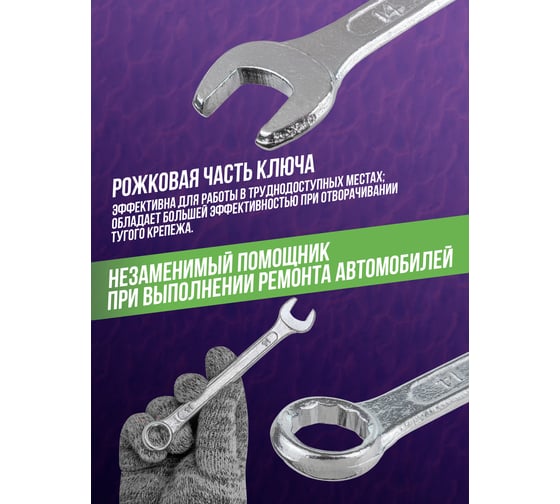 Набор комбинированных ключей POMAGIER 6-15, 17, 19 мм, 12 предметов в пластиковом держателе Pom-5124MP(57106)