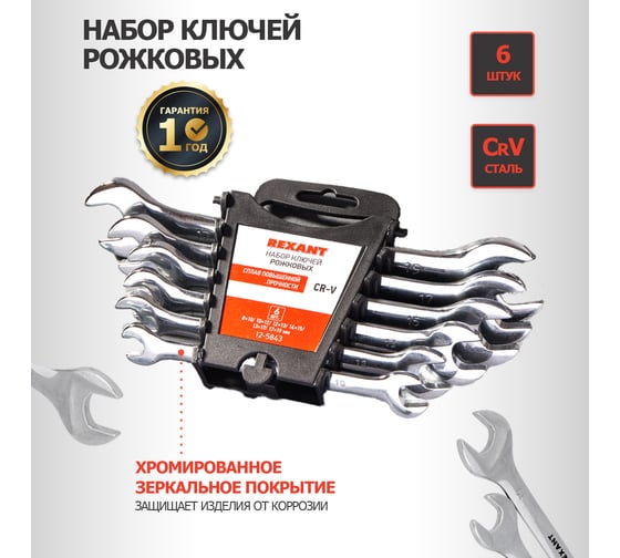 Набор рожковых ключей REXANT 12-5843