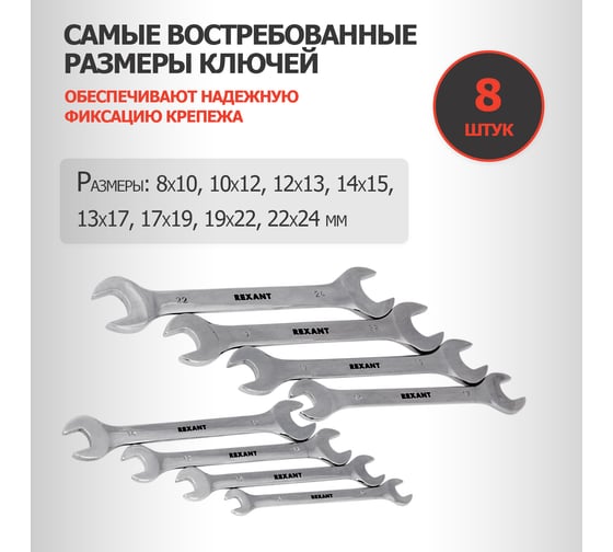 Набор рожковых ключей REXANT 12-5844
