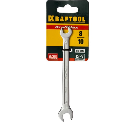 Гаечный рожковый ключ Kraftool Expert Cr-V сталь хромированный 8x10 мм 27033-08-10