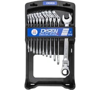 Набор ключей Disen трещоточных с шарниром 11пр.(8,9,10,11,12,13,14,15,16,17,19мм),в пластиковом держателе DSD1514F(54351)