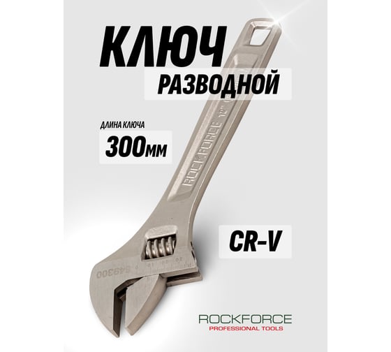 Разводной ключ Rockforce Profi CRV 12-300мм захват 0-35мм, на пластиковом держателе RF-649300(17398)