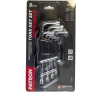 Набор ключей PATRON TORX Г-образных 9пр. (Т10Н, Т15Н, Т20Н, Т25Н,Т27Н, Т30Н, Т40Т, Т45Н,Т50Н с отверстием)в пластиковом держателе P-5098T(47383)
