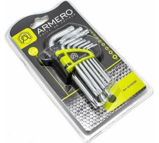 Набор ключей ARMERO TORX, 9 шт., CrV, короткие A410/097