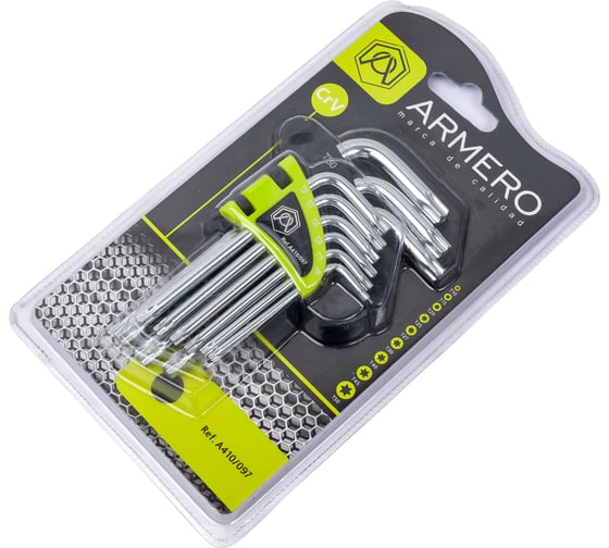 Набор ключей ARMERO TORX, 9 шт., CrV, короткие A410/097