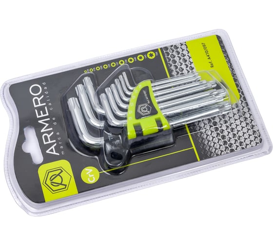 Набор ключей ARMERO TORX, 9 шт., CrV, короткие A410/097