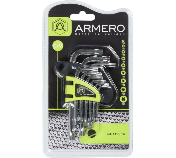 Набор ключей ARMERO TORX, 9 шт., CrV, короткие A410/097