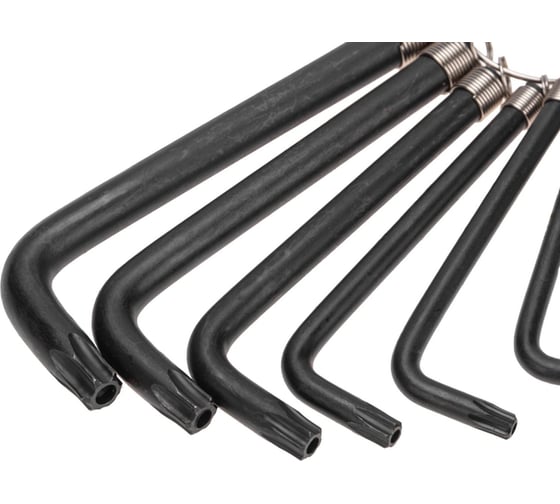 Набор имбусовых ключей TORX Kranz T10-T50, CrV, 9 шт., оксидированные, на кольце KR-12-5203